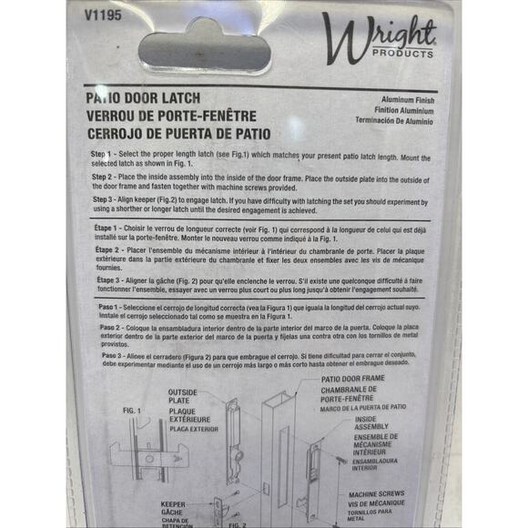 Wright Non-Keyed Reversible Flush-Mount Patio Door Latch, Aluminum, V1195 {20} - Picture 10 of 12